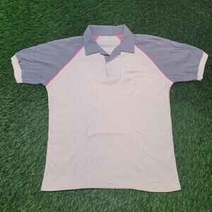 VTG 80s Color Block Polo Shirt Mens M Vaporwave Pink Piping Retro Neon Accent